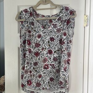 LOFT White and Red Sleeveless Blouse